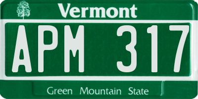 VT license plate APM317