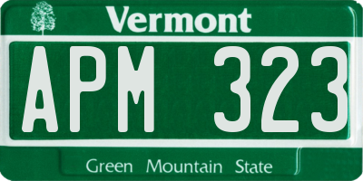 VT license plate APM323