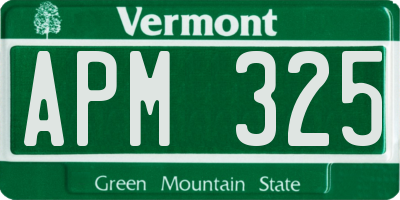 VT license plate APM325
