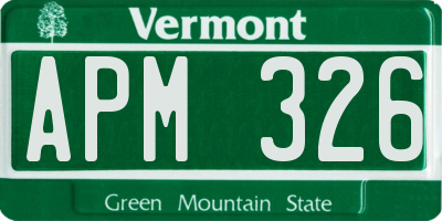 VT license plate APM326