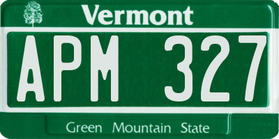 VT license plate APM327
