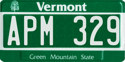 VT license plate APM329