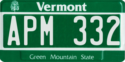 VT license plate APM332