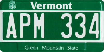 VT license plate APM334