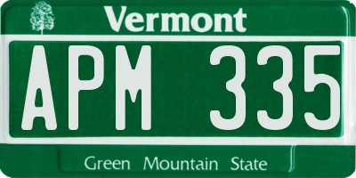 VT license plate APM335