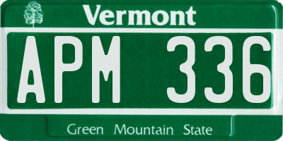 VT license plate APM336