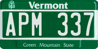 VT license plate APM337
