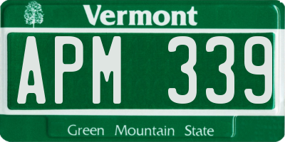 VT license plate APM339