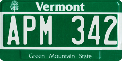 VT license plate APM342