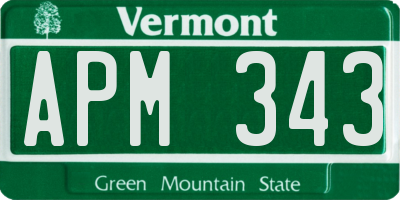 VT license plate APM343