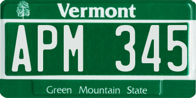 VT license plate APM345