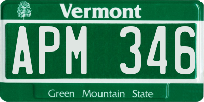 VT license plate APM346