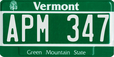 VT license plate APM347