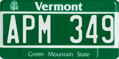 VT license plate APM349