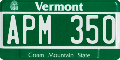VT license plate APM350