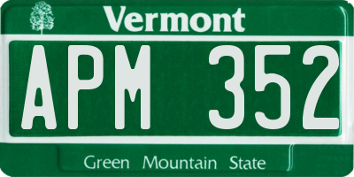 VT license plate APM352