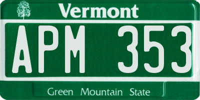 VT license plate APM353