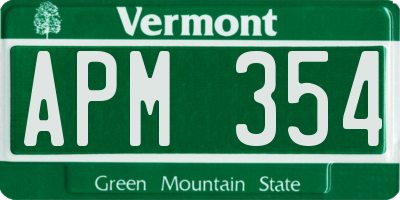 VT license plate APM354