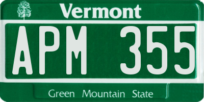 VT license plate APM355