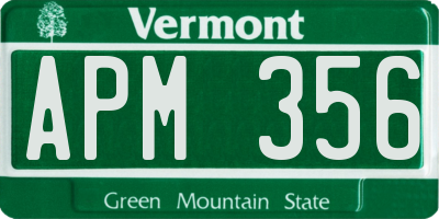 VT license plate APM356