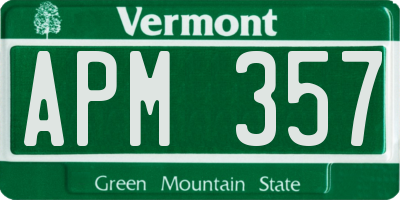 VT license plate APM357