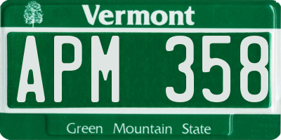 VT license plate APM358