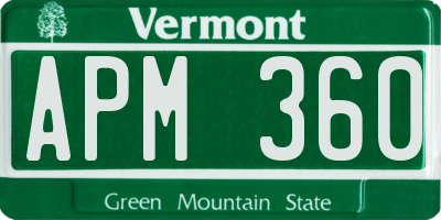 VT license plate APM360