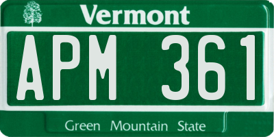 VT license plate APM361