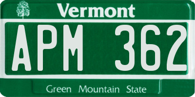 VT license plate APM362