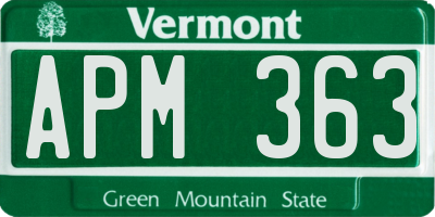 VT license plate APM363