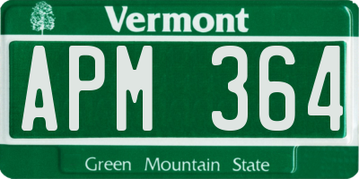 VT license plate APM364