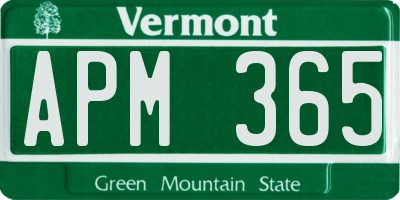 VT license plate APM365