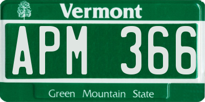 VT license plate APM366