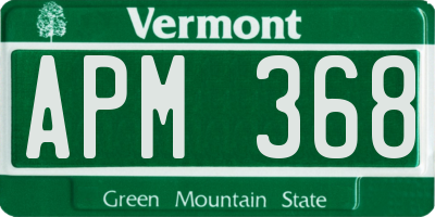 VT license plate APM368