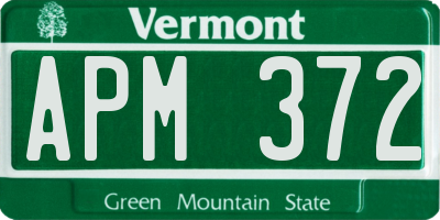 VT license plate APM372