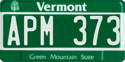 VT license plate APM373