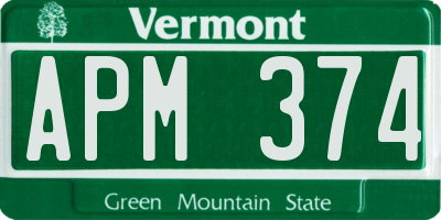VT license plate APM374