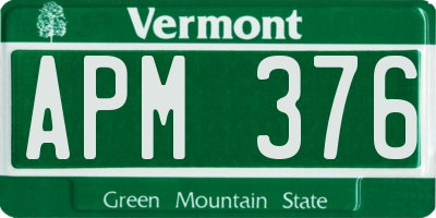 VT license plate APM376