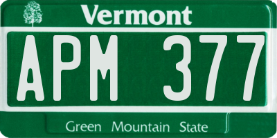 VT license plate APM377