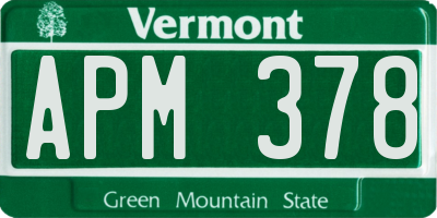 VT license plate APM378