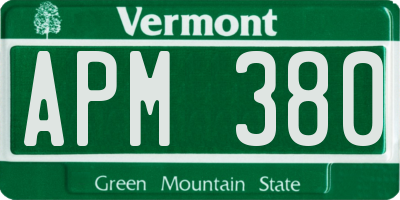 VT license plate APM380