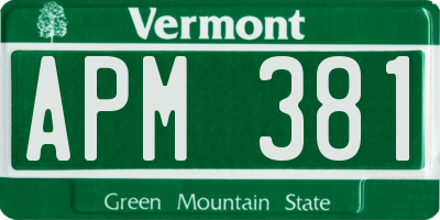 VT license plate APM381