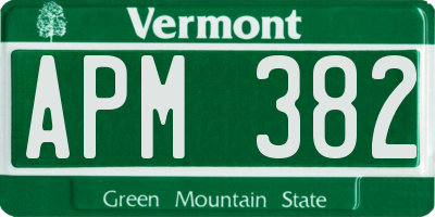 VT license plate APM382