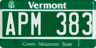 VT license plate APM383