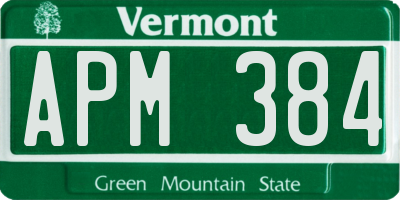 VT license plate APM384