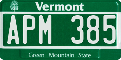 VT license plate APM385