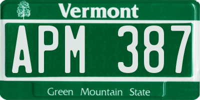 VT license plate APM387