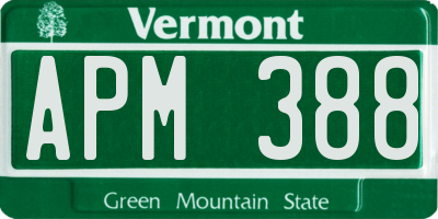 VT license plate APM388