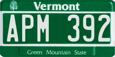 VT license plate APM392