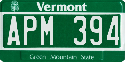 VT license plate APM394